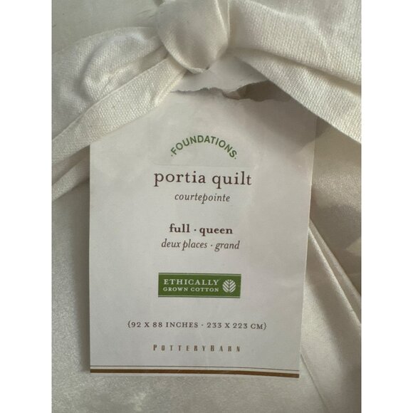 Pottery Barn Portia Full/Queen Ivory Quilt Cotton Silk Box Style New - Picture 2 of 7